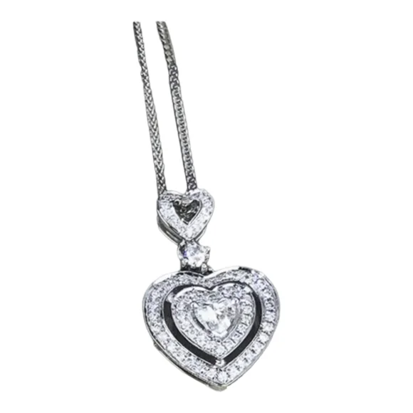 Sliver heart diamond necklace - Picture 2 of 4
